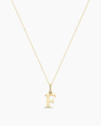 Diamond Vintage Alphabet Necklace || option::14K Solid Gold, F