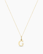 Diamond Vintage Alphabet Necklace || option::14K Solid Gold, G