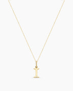 Diamond Vintage Alphabet Necklace || option::14K Solid Gold, I