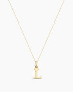 Diamond Vintage Alphabet Necklace || option::14K Solid Gold, L