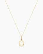 Diamond Vintage Alphabet Necklace || option::14K Solid Gold, O