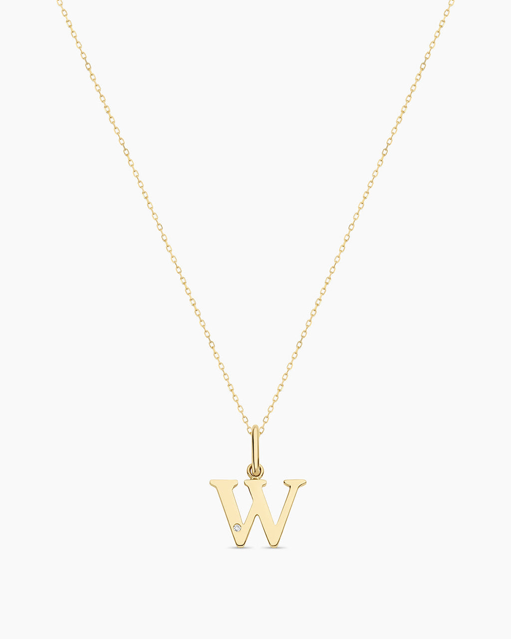 Diamond Vintage Alphabet Necklace || option::14K Solid Gold, W