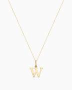 Diamond Vintage Alphabet Necklace || option::14K Solid Gold, W