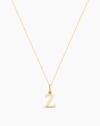 Diamond Vintage Alphabet Necklace || option::14K Solid Gold, Z