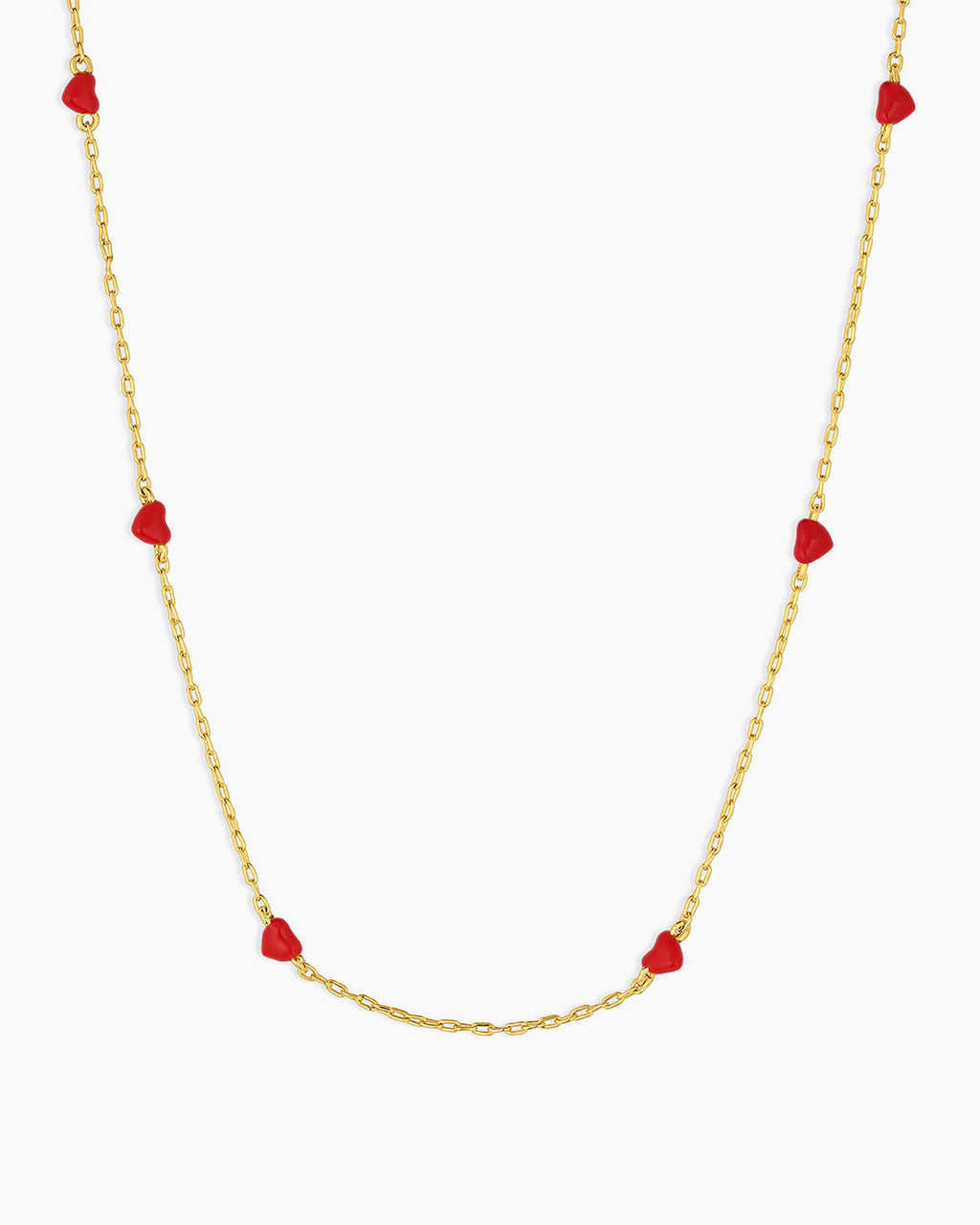 Amour Necklace Red Enamel || option::18K Gold Plated