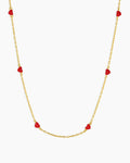 Amour Necklace Red Enamel || option::18K Gold Plated
