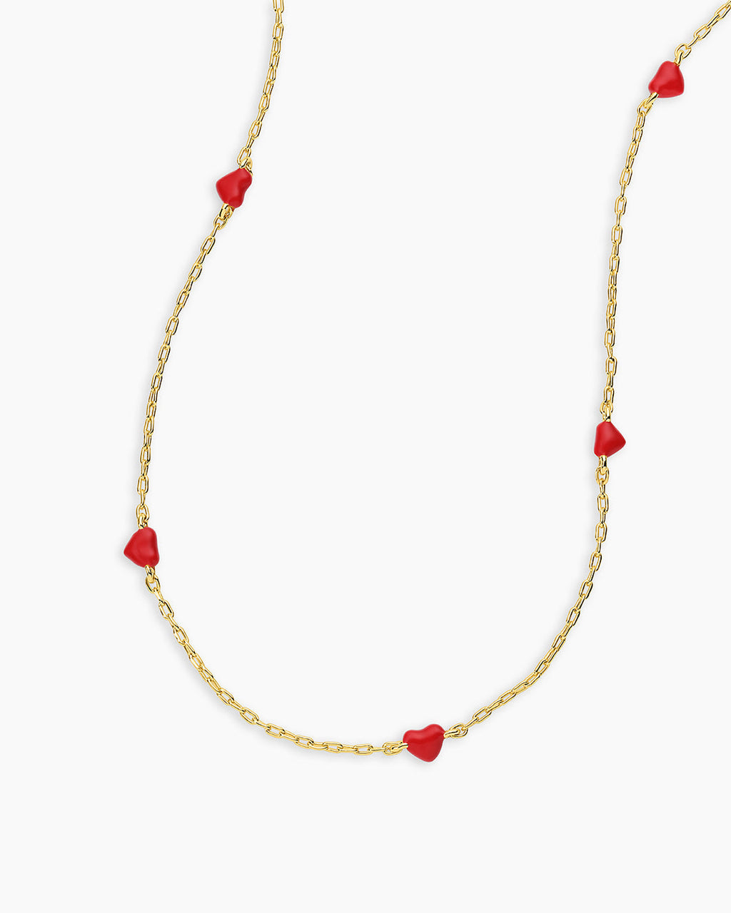 Amour Necklace Red Enamel || option::18K Gold Plated