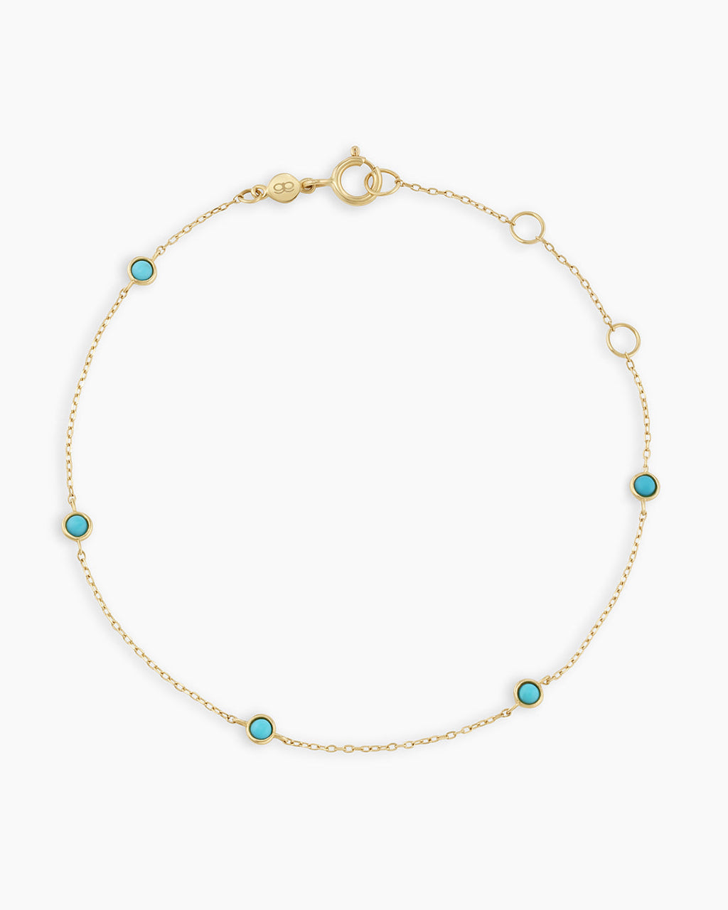Classic Five Turquoise Bracelet || option::14K Solid Gold
