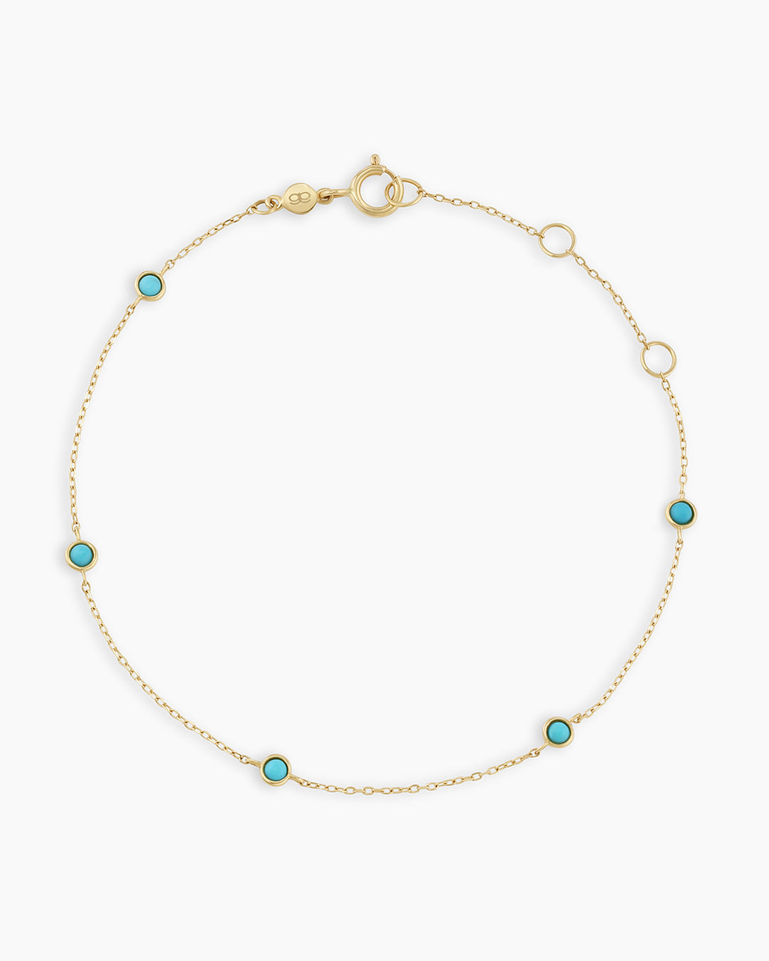 Classic Five Turquoise Bracelet || option::14K Solid Gold