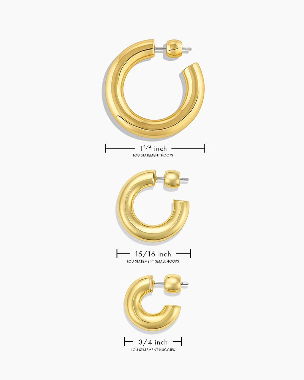 Lou Statement Small Hoops || option::18K Gold Plated