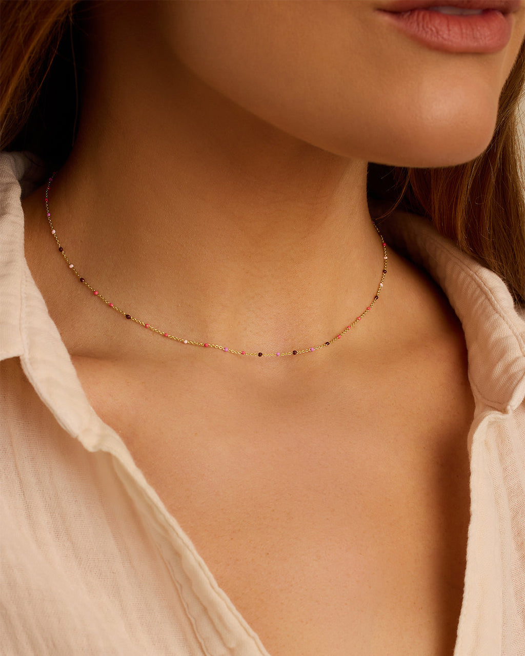 Capri Short Necklace || option::18K Gold Plated, Malibu