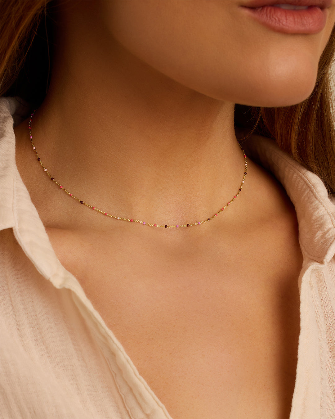 Capri Short Necklace || option::18K Gold Plated, Malibu