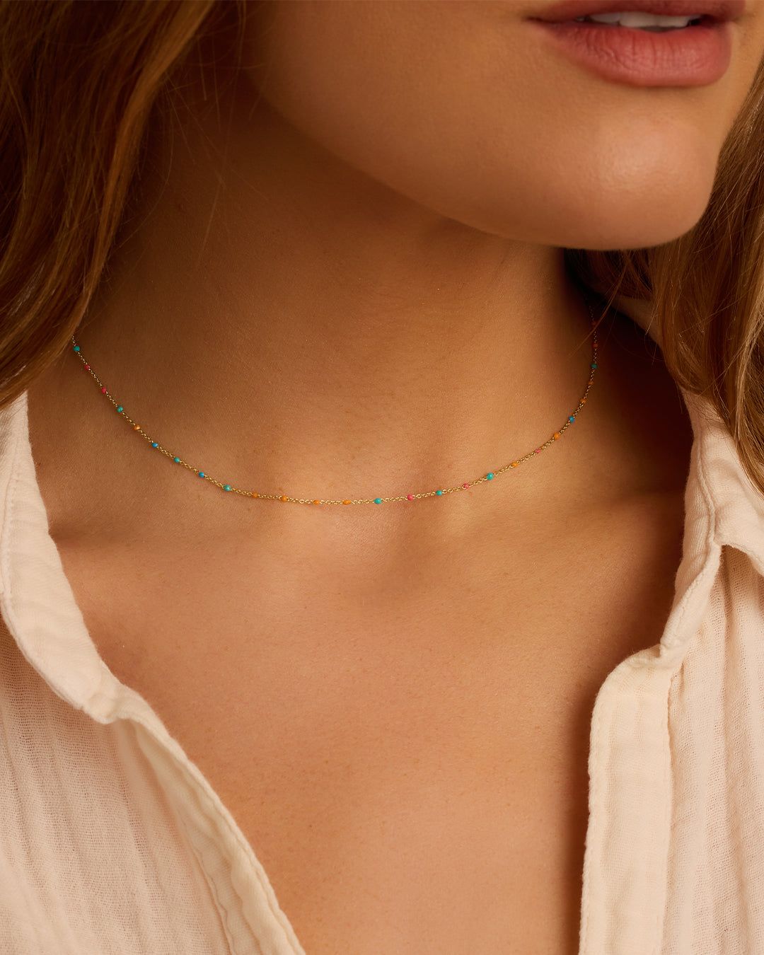 Capri Short Necklace || option::18K Gold Plated, Miami