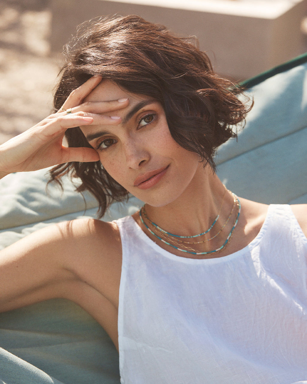 Capri Short Necklace || option::18K Gold Plated, Laguna || set::capri-short-necklace-laguna-stl