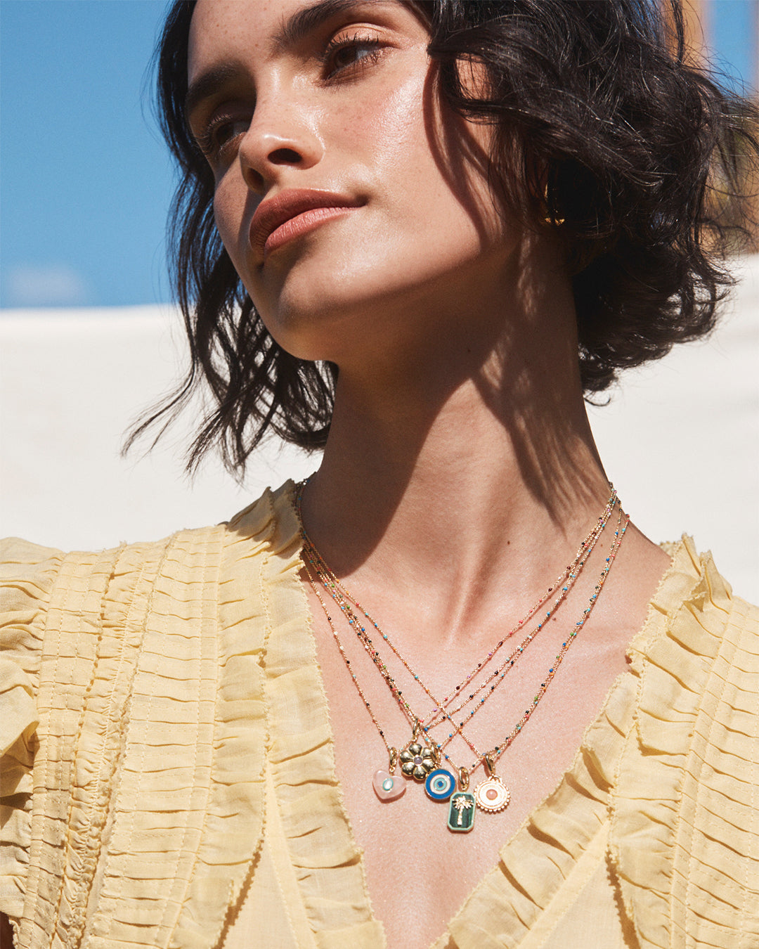 Sunstone Sun Parker Charm || option::18K Gold Plated || set::capri-necklace-stl