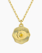Birthstone Coin Necklace || option::18K Gold Plated, Citrine - November