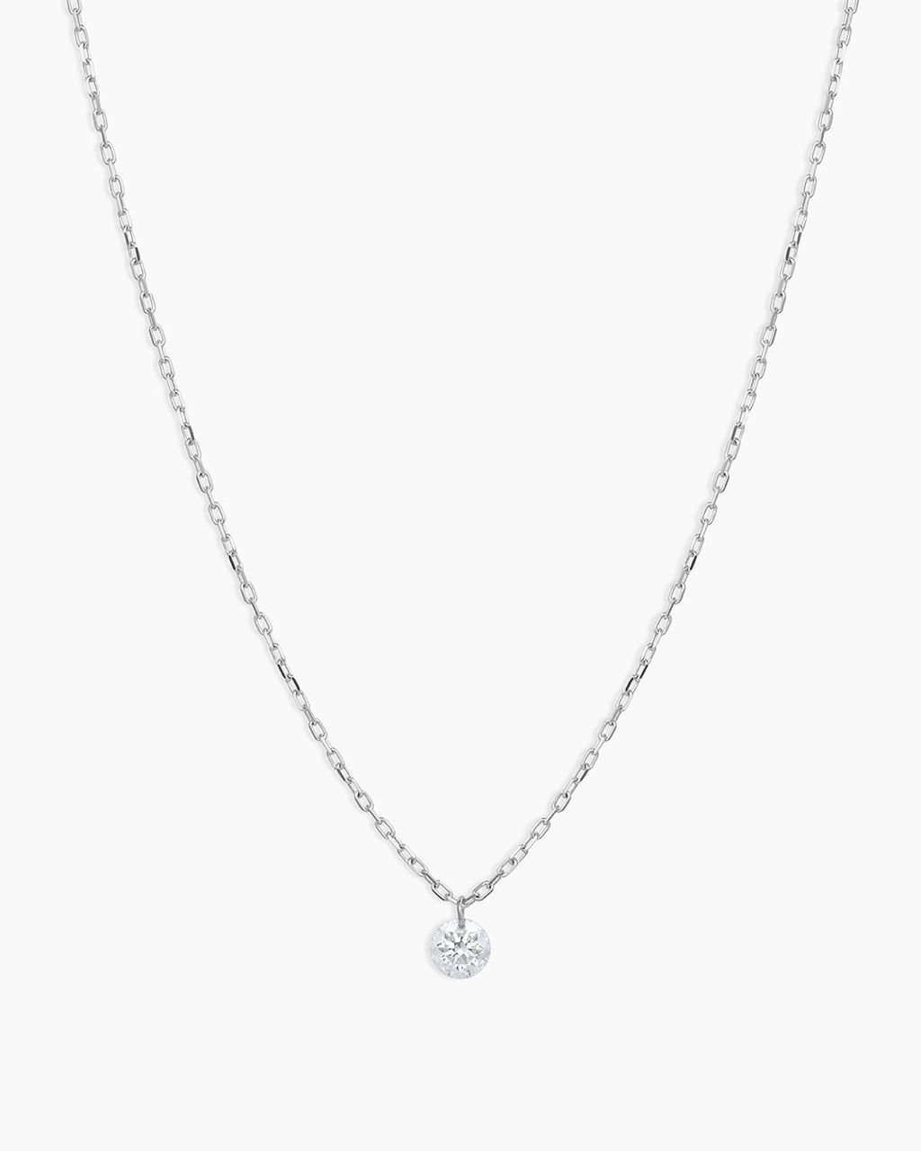 Floating Diamond Necklace || option::18K Solid White Gold