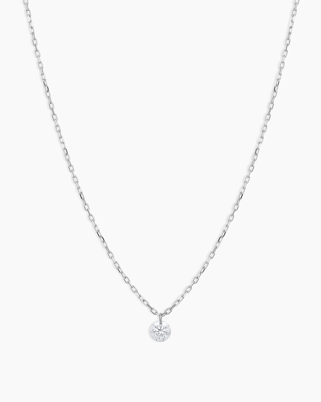 Floating Diamond Necklace || option::18K Solid White Gold