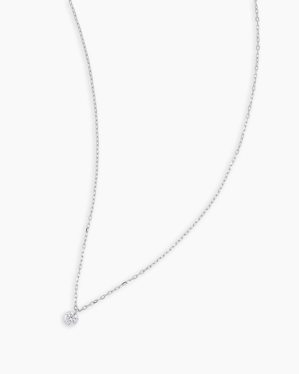 Floating Diamond Necklace || option::18K Solid White Gold