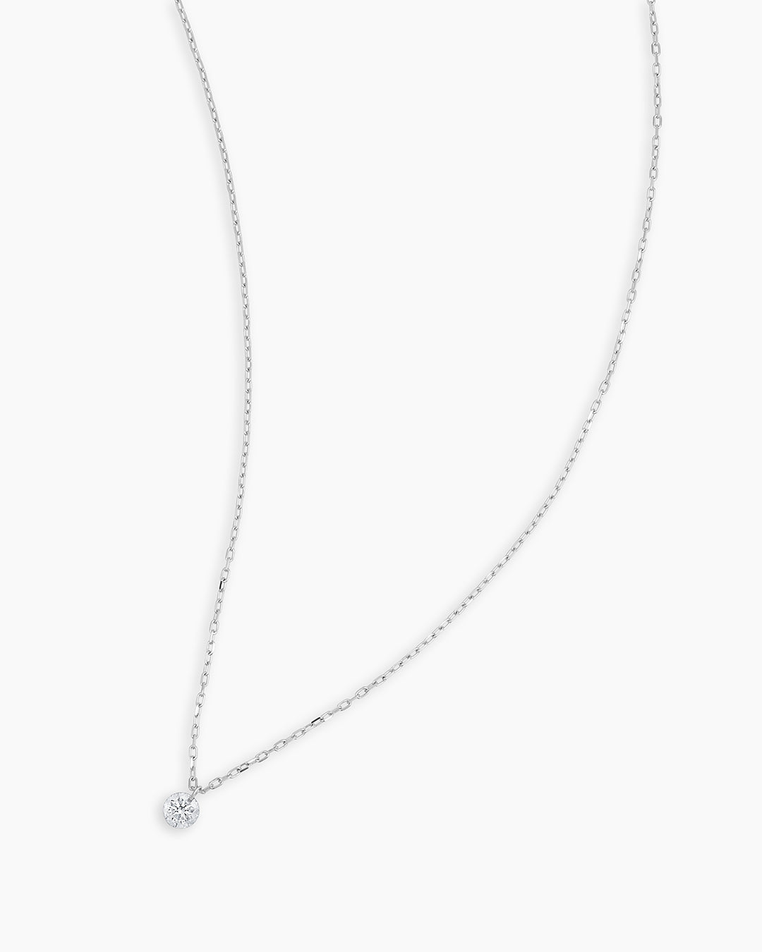 Floating Diamond Necklace || option::18K Solid White Gold