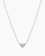 Diamond Pave Heart Charm Necklace || option::14K Solid White Gold