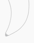 Diamond Pave Heart Charm Necklace || option::14K Solid White Gold