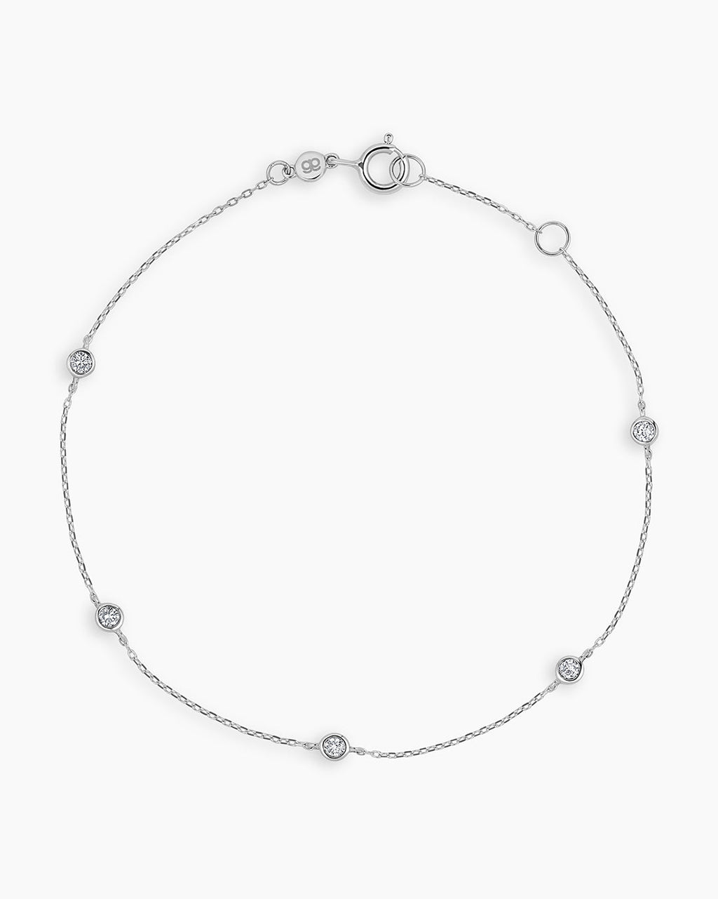 Classic Five Diamond Bracelet || option::14K Solid White Gold