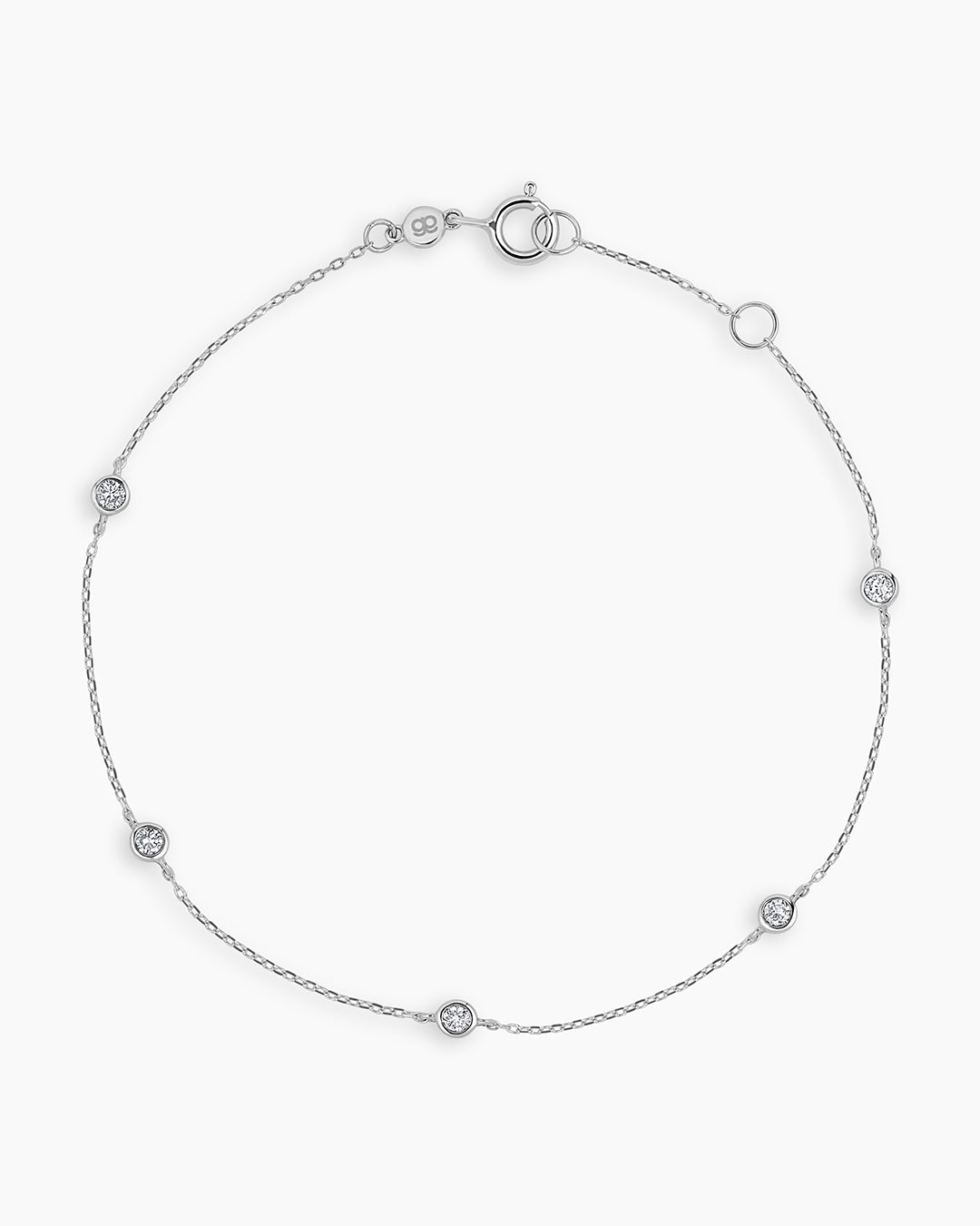 Classic Five Diamond Bracelet || option::14K Solid White Gold
