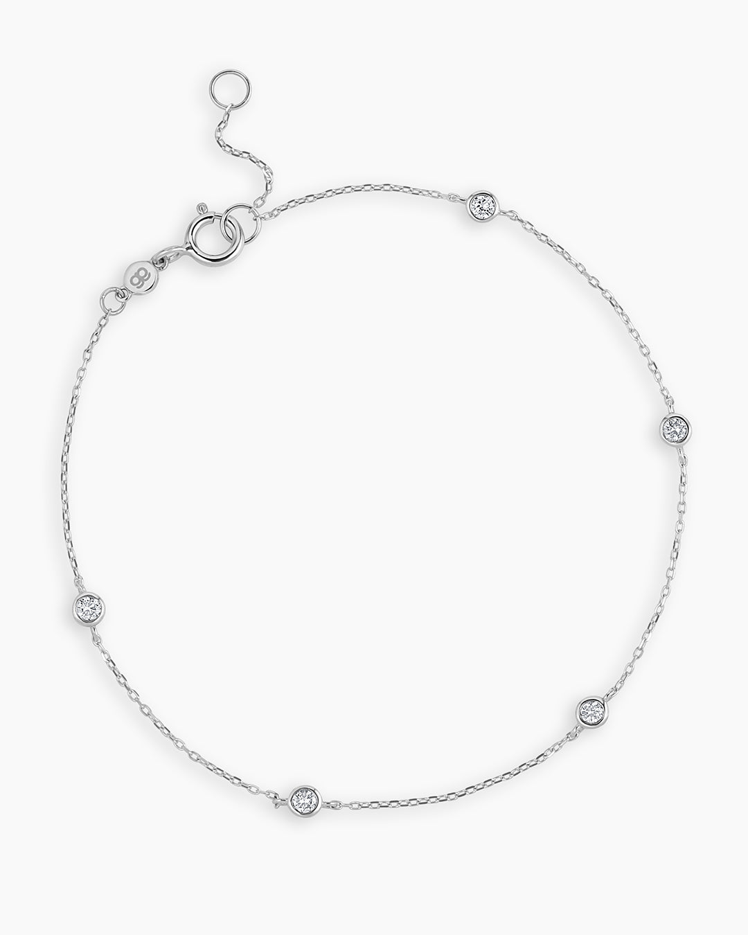 Classic Five Diamond Bracelet || option::14K Solid White Gold