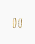 Diamond Parker Link Huggies || option::14K Solid Gold