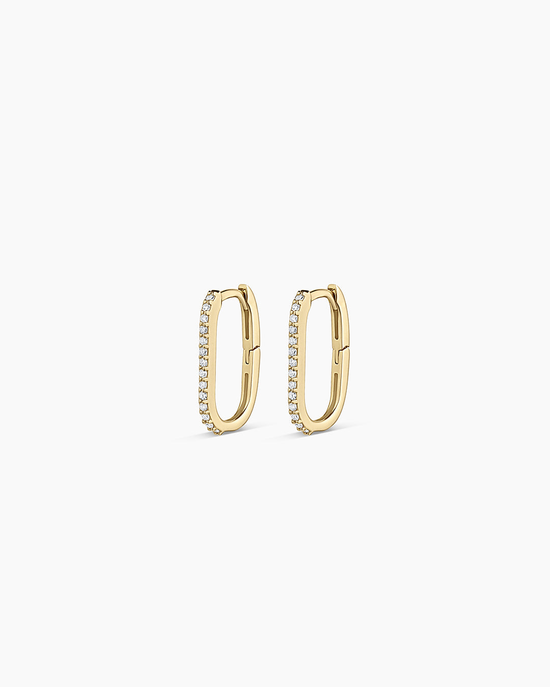Diamond Parker Link Huggies || option::14K Solid Gold