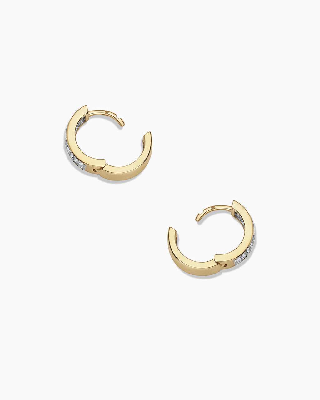 Diamond Rose Huggies || option::14K Solid Gold