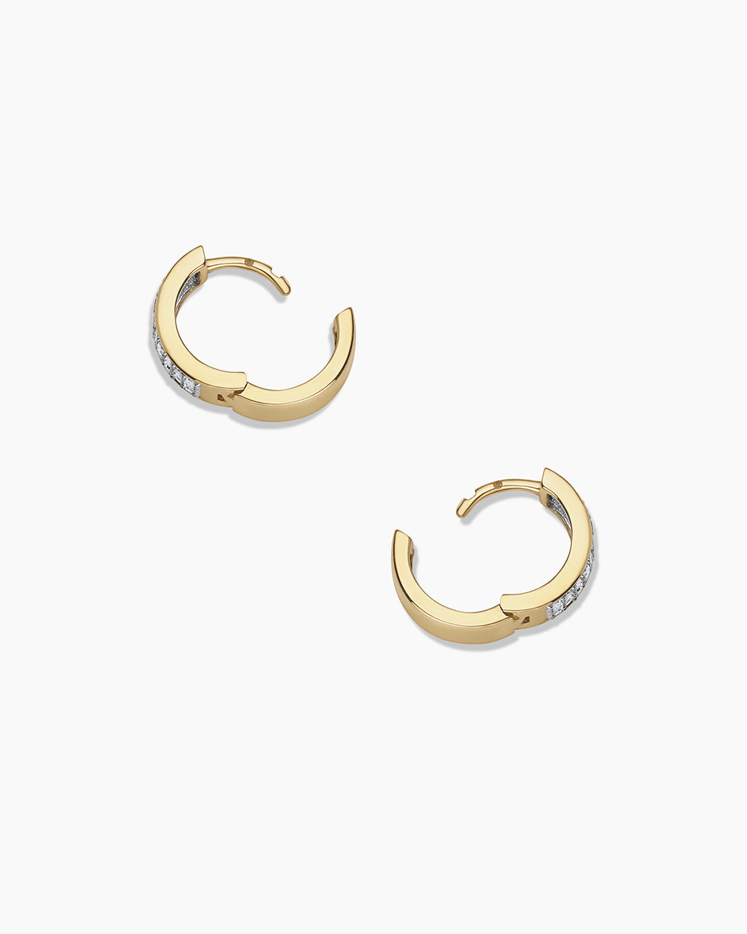 Diamond Rose Huggies || option::14K Solid Gold