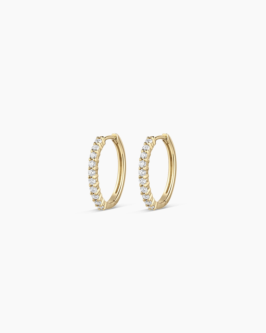 Diamond 15mm Hoops || option::14K Solid Gold