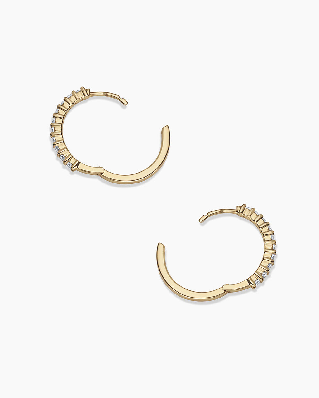 Diamond 15mm Hoops || option::14K Solid Gold
