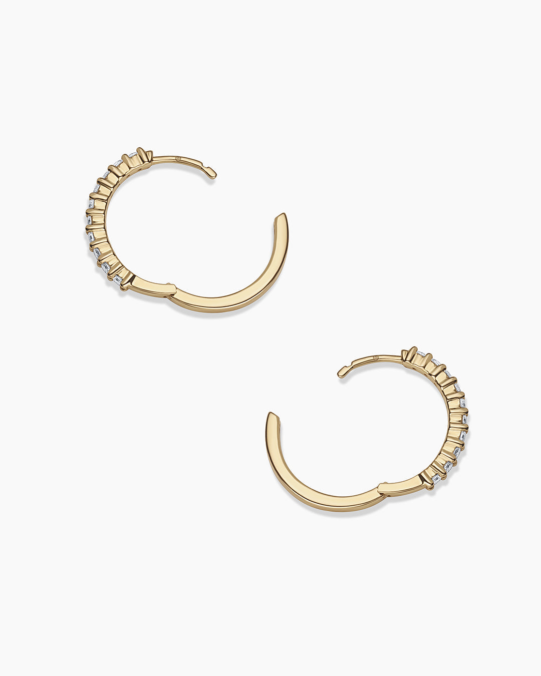 Diamond 15mm Hoops || option::14K Solid Gold