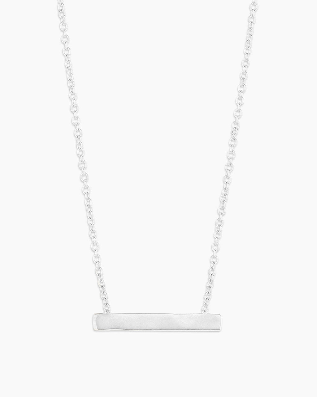 Silver | Gorjana Jewelry Silver engravable necklace, nameplate necklace, name necklace, bar name necklace, thoughtful jewelry gifts, bridal jewelry, gifts for bridesmaids