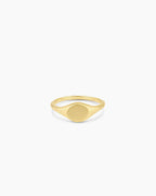 Gold engravable signet ring || option::18K Gold Plated