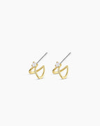 Opalite Solitaire Double Huggies || option:: 18K Gold Plated