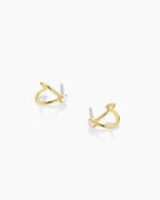 Opalite Solitaire Double Huggies || option:: 18K Gold Plated