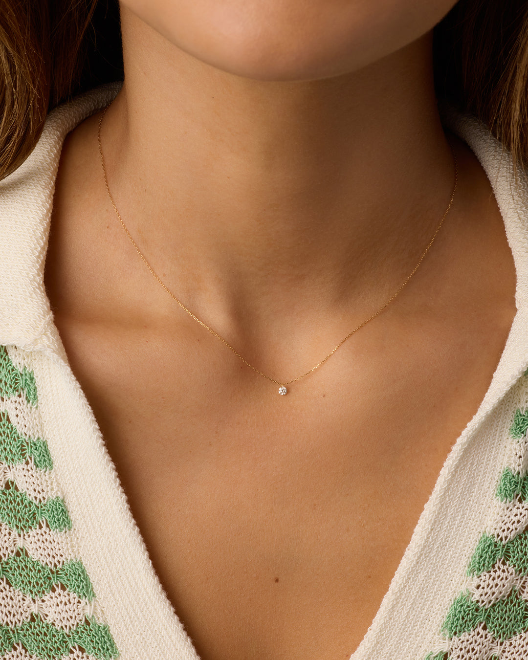 Floating Diamond Necklace || option::18K Solid Gold
