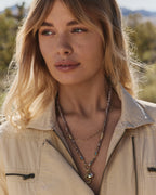 Paisley Bandana Long Necklace || option::18K Gold Plated, Taupe